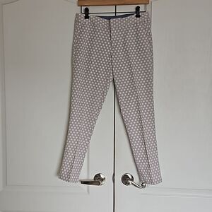 Banana Republic Women's Jacquard Polka Dot Ankle Pants Cream & White Size 2